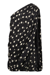 Polka-dot print silk mini dress